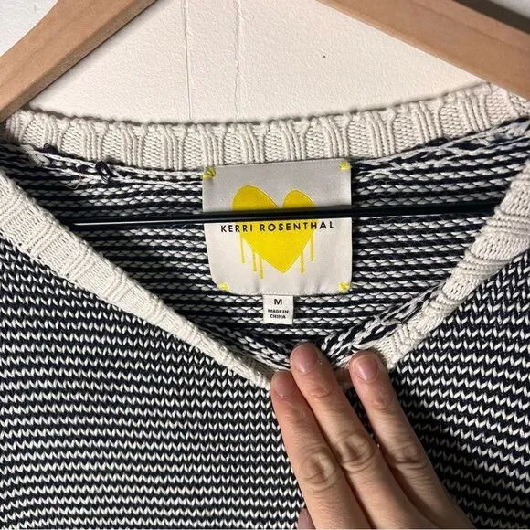 Kerri Rosenthal Blue and White Striped Sweater Silk/Linen Blend size Medium - Picture 6 of 11